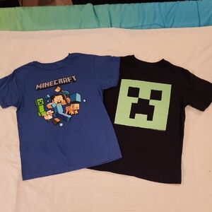 Kids Blue and Black Minecreaft T-Shirts. Size Large 10/12